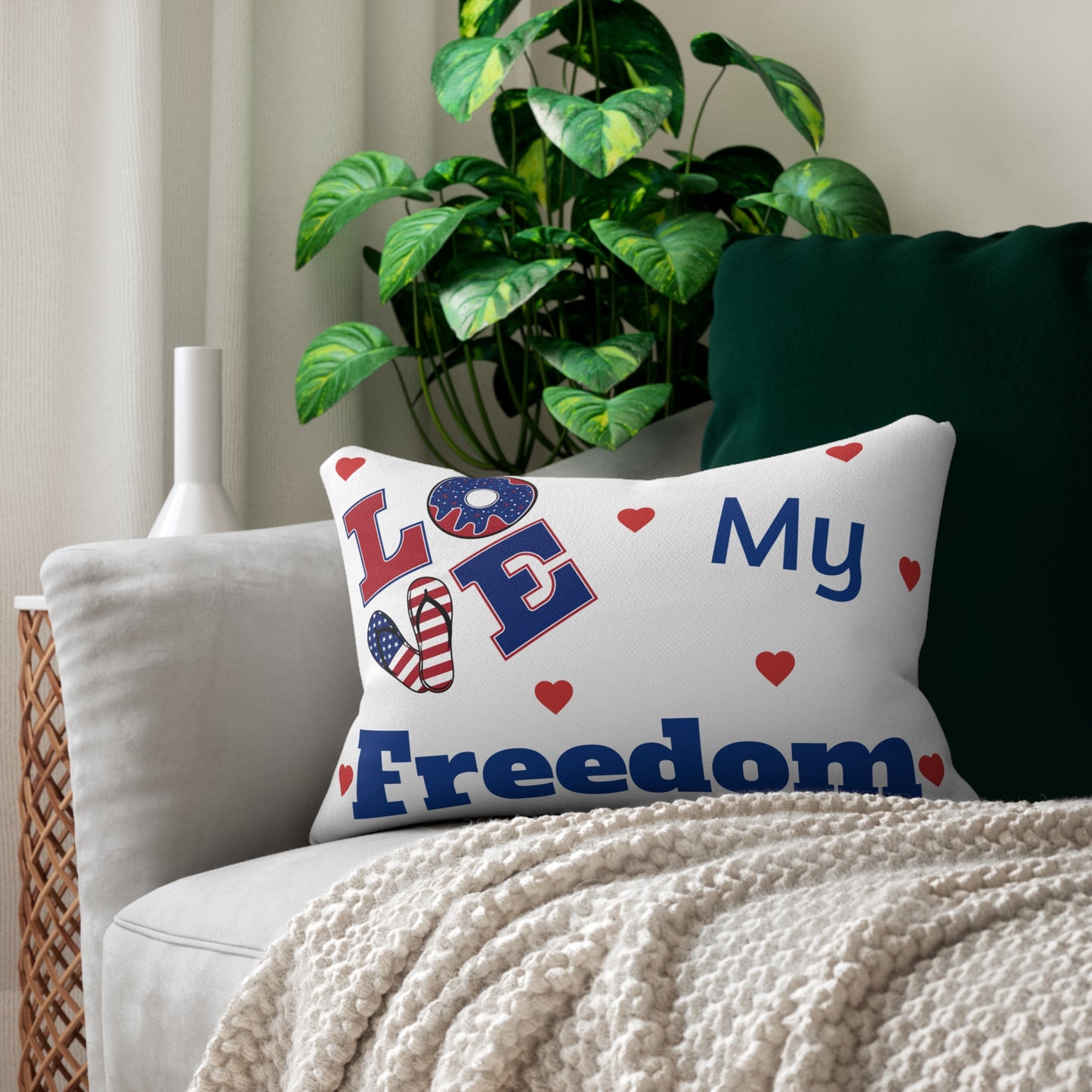 Patriotic Lumbar Pillow - Love My Freedom Decor