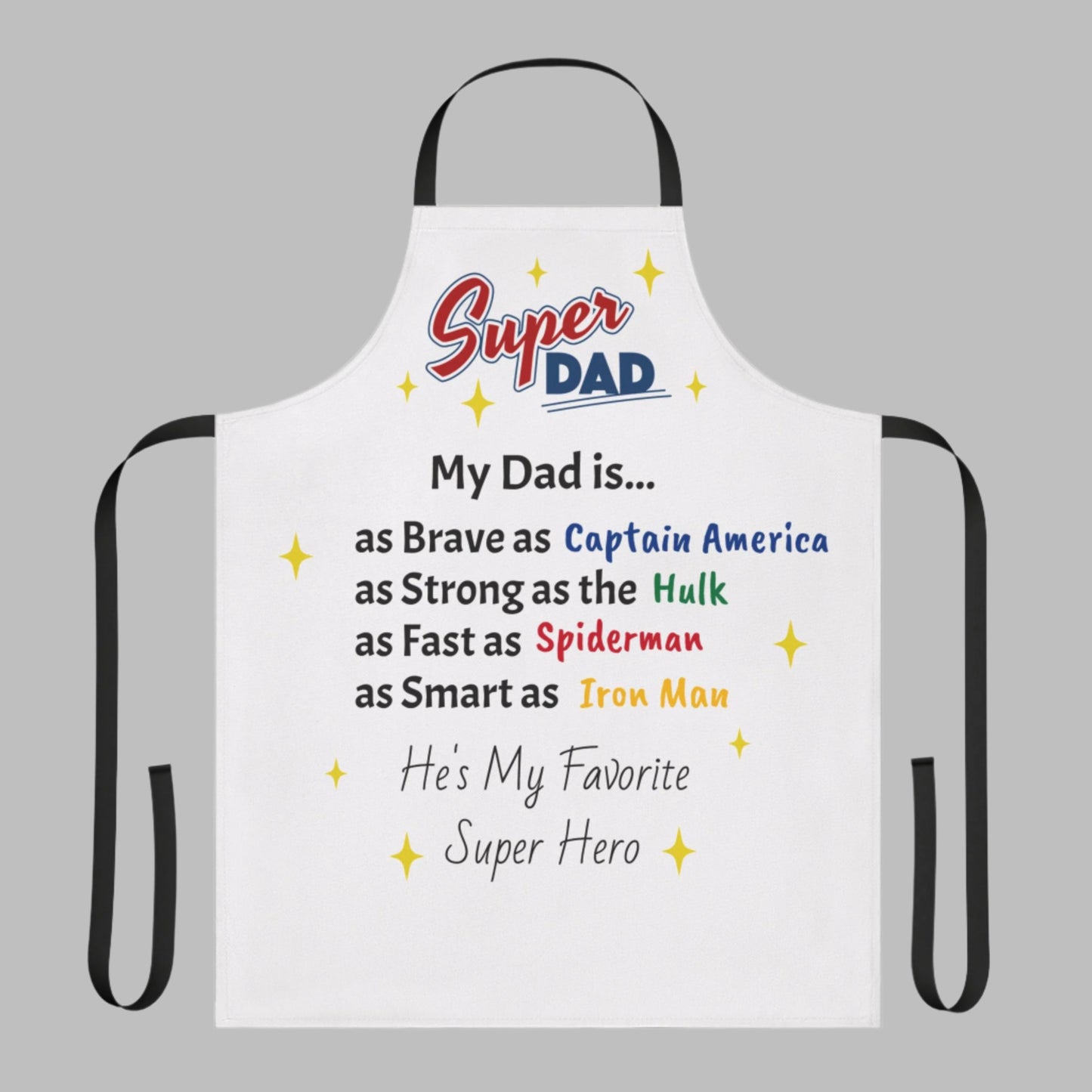 Super Dad Apron - Colorful Comic Style Kitchen Gift for Father's Day