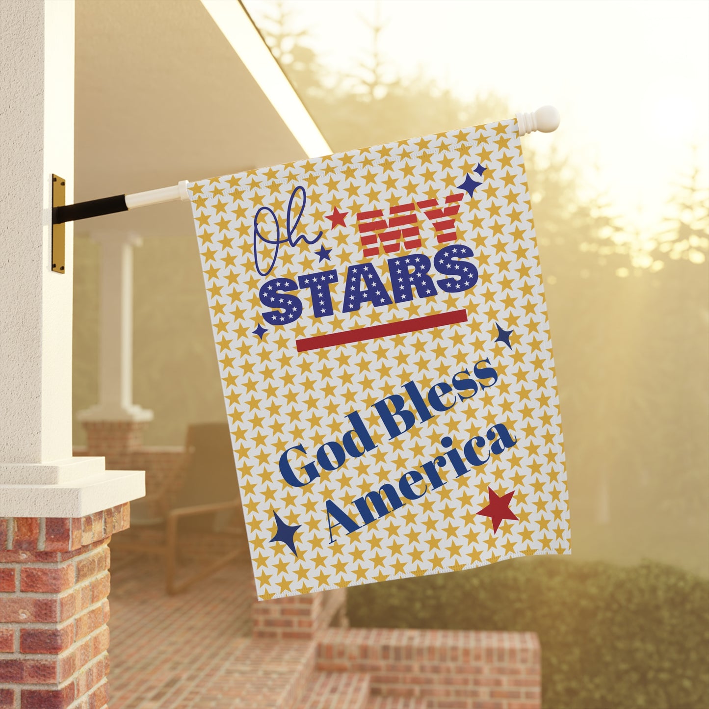 Patriotic Garden Banner - 'God Bless America' Stars Decor