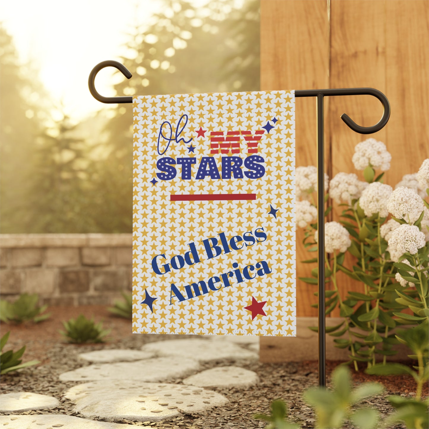 Patriotic Garden Banner - 'God Bless America' Stars Decor