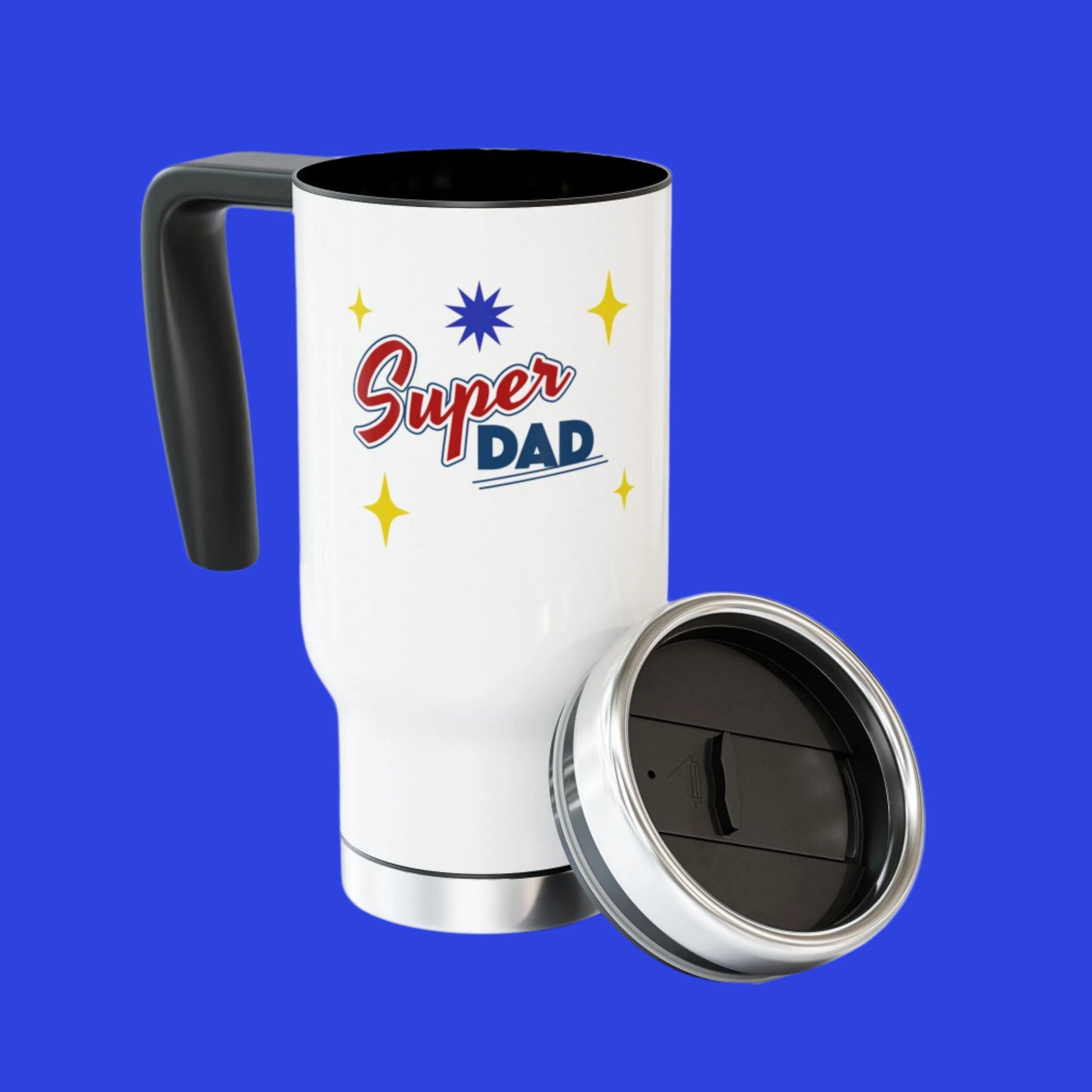 Super Dad Stainless Steel Travel Mug - 14oz Coffee Tumbler with Handle