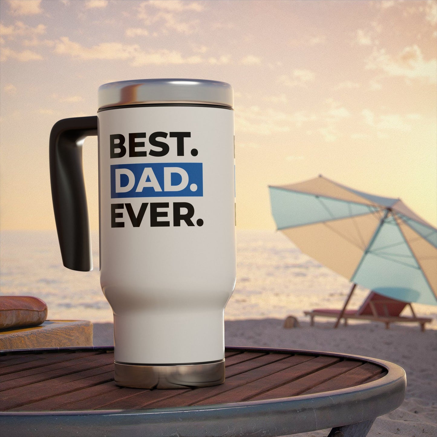 Best Dad Ever Travel Mug - Stainless Steel 14oz with Handle - Perfect Gift for Father's Day