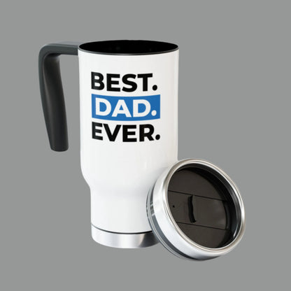 Best Dad Ever Travel Mug - Stainless Steel 14oz with Handle - Perfect Gift for Father's Day