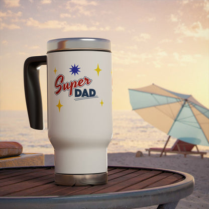 Super Dad Stainless Steel Travel Mug - 14oz Coffee Tumbler with Handle