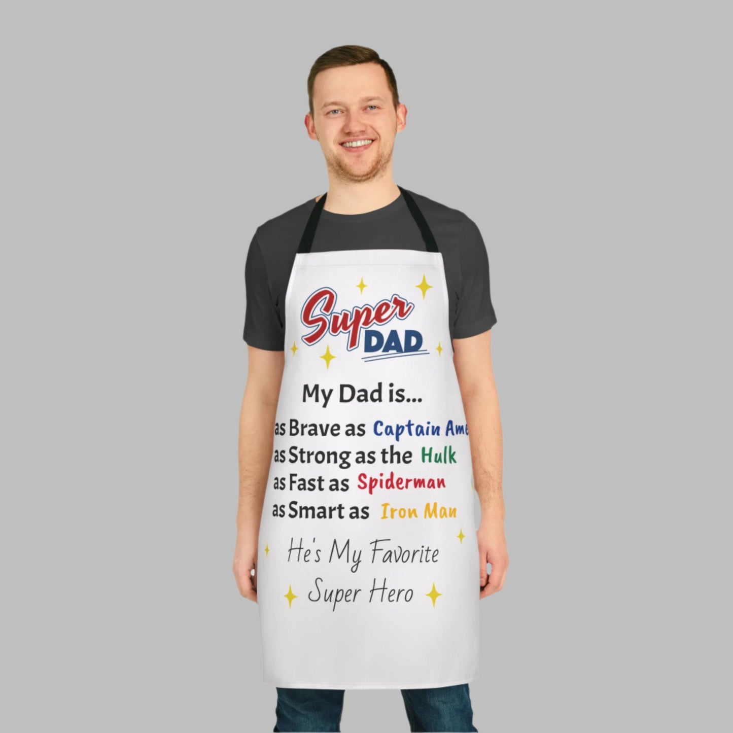 Super Dad Apron - Colorful Comic Style Kitchen Gift for Father's Day